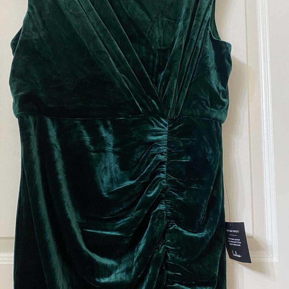 Lulus Alluring Image Emerald Ruched Velvet Mock Neck Maxi Dress - Picture 16 of 16